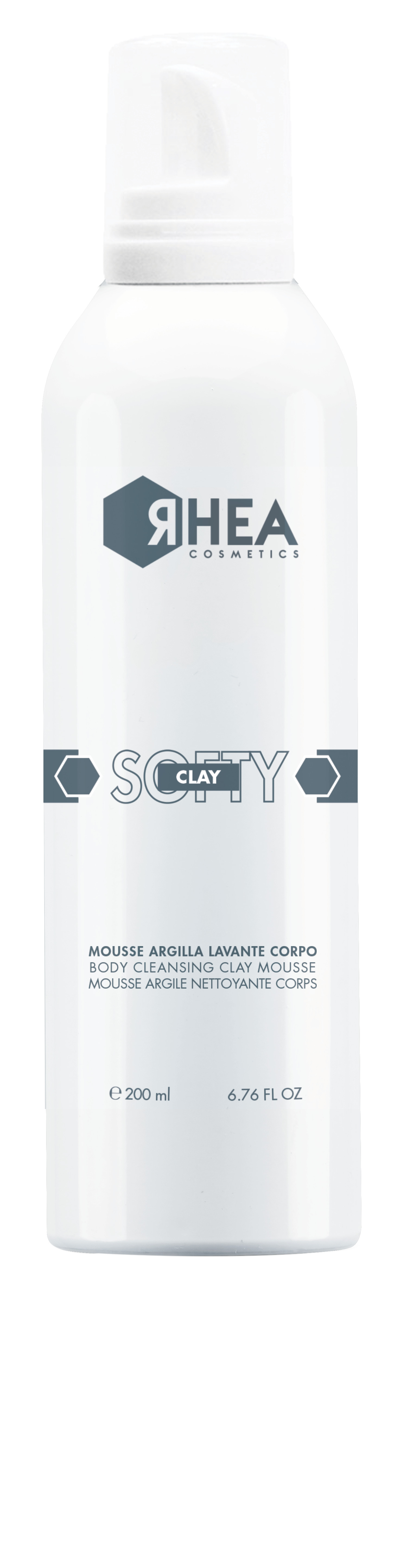 Очисний глиняний мус для душу з алое вера і пантенолом RHEA Cosmetics SoftyClay